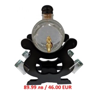 Стъклена бъчва с чаши 1л